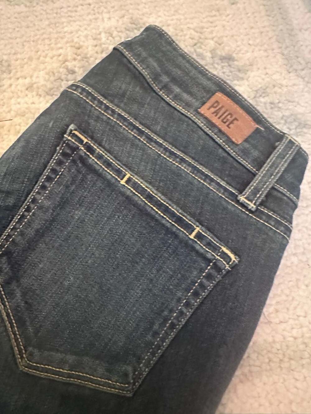 Paige Denim Size 26 Verdugo Ankle Skinny Jeans Dark Indigo Side Chain Mid-rise